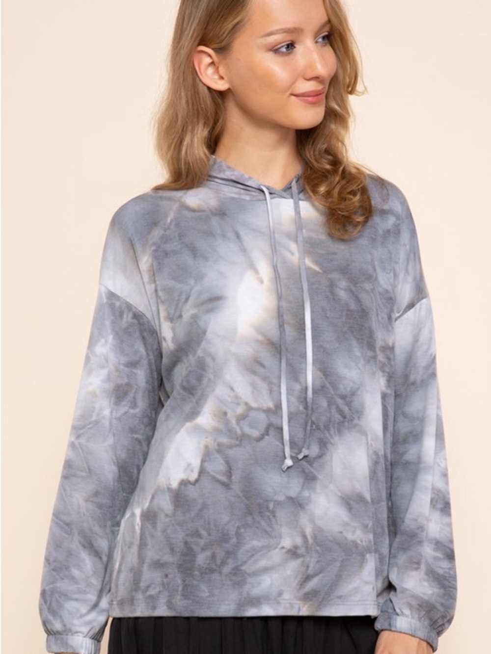 New All Sizes Mittoshop Gray Tie-Dye Hooded Sweatshirt